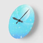 Pastel Starry Sky Blue Gradient Moon Galaxy Design Runde Wanduhr (Winkel)