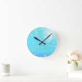 Pastel Starry Sky Blue Gradient Moon Galaxy Design Runde Wanduhr (Zuhause)