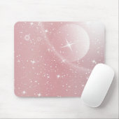 Pastel Starry Sky Pink Gradient Moon Galaxy Design Mousepad (Mit Mouse)