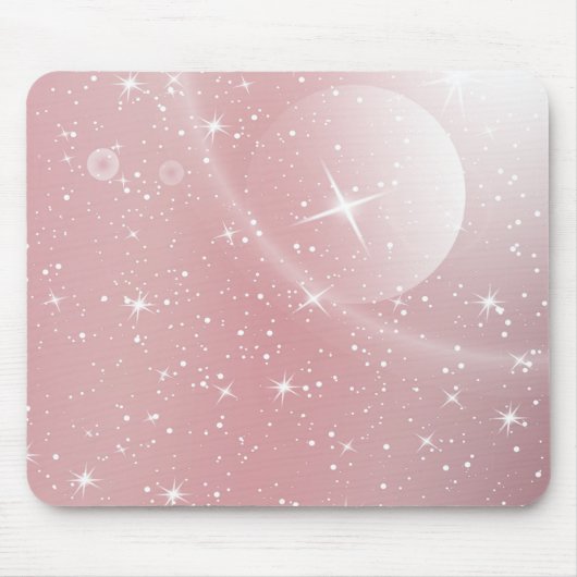 Pastel Starry Sky Pink Gradient Moon Galaxy Design Mousepad (Vorne)
