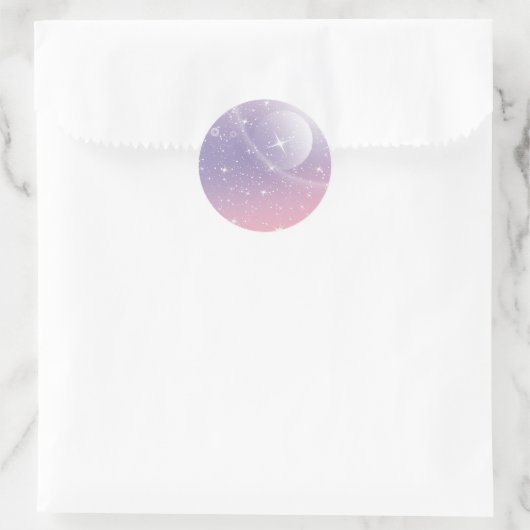 Pastel Starry Sky Pink Lila Gradient Moon Galaxy Runder Aufkleber (Tasche)