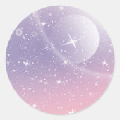 Pastel Starry Sky Pink Lila Gradient Moon Galaxy Runder Aufkleber (Vorderseite)