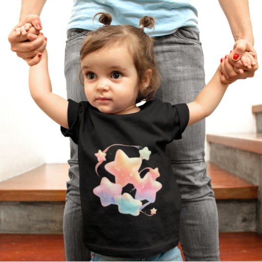 Pastel Stars - Bunte Sterne im Traum Baby T-shirt