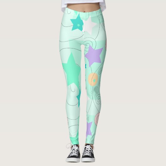 Pastel Stars Girly Holidays Leggings (Vorderseite)