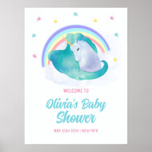 Pastel Stars Unicorn Rainbow Baby Dusche Willkomme