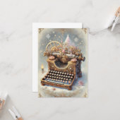 Pastel Steampunk Weihnachtskarte Antike Schreibmas Karte (Vorderseite/Rückseite Beispiel)