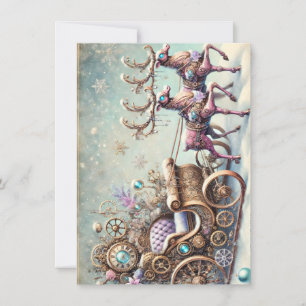 Pastel Steampunk Weihnachtskarte Antiker Rentier Karte