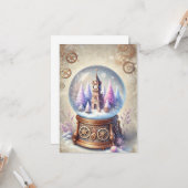 Pastel Steampunk Weihnachtskarte Antiker Schneeglo Karte (Vorderseite/Rückseite Beispiel)