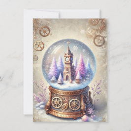 Pastel Steampunk Weihnachtskarte Antiker Schneeglo Karte