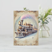Pastel Steampunk Weihnachtskarte Antiker Zug Karte (Stehend Vorderseite)