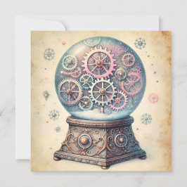 Pastel Steampunk Weihnachtsschnee Globe Grüße Feiertagskarte
