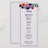 Pastel Stiefmütterchens Wedding Menu Menükarte (Vorne/Hinten)