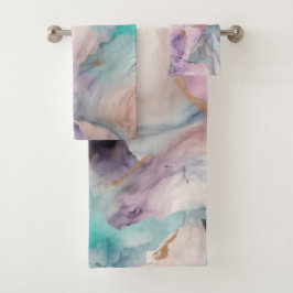 PASTEL STORM MARBLE SWIRL BADEZIMMER TOWEL SET