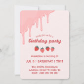 Pastel Strawberries Geburtstagsparty Einladung (Vorderseite)