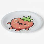 Pastel Strawberry Aesthetic Sticker – Cute Fruit I Pappteller (Schrägansicht)