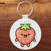 Pastel Strawberry Aesthetic Sticker – Cute Fruit I Schlüsselanhänger (Rückseite)