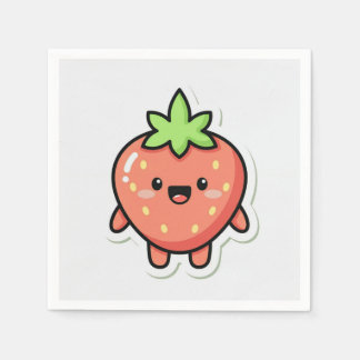 Pastel Strawberry Aesthetic Sticker – Cute Fruit I Serviette