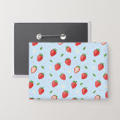 Pastel Strawberry Dreams Nahtloses Muster Button (Vorderseite/Rückseite)