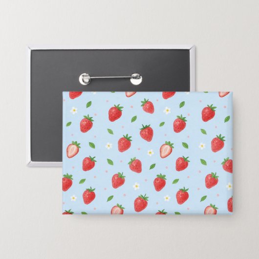 Pastel Strawberry Dreams Nahtloses Muster Button (Vorderseite/Rückseite)