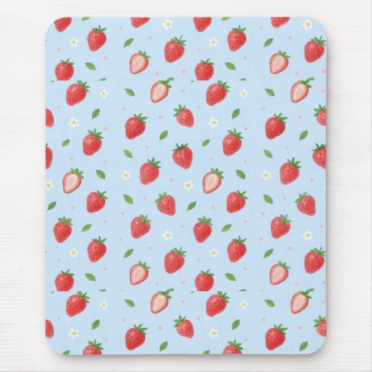 Pastel Strawberry Dreams Nahtloses Muster Mousepad (Vorne)