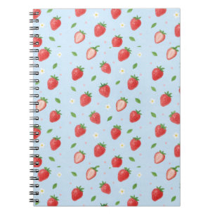Pastel Strawberry Dreams Nahtloses Muster Notizblock