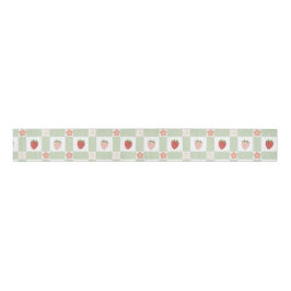 Pastel Strawberry Gingham – Cottagecore Gift Wrap Ripsband