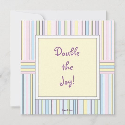 Pastel Streifen Twins Kinderdusche Einladung (Rückseite)