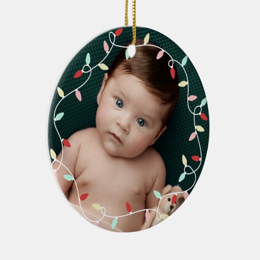 Pastel String Lights 1. Weihnachten als Großeltern Keramik Ornament (Rechts)