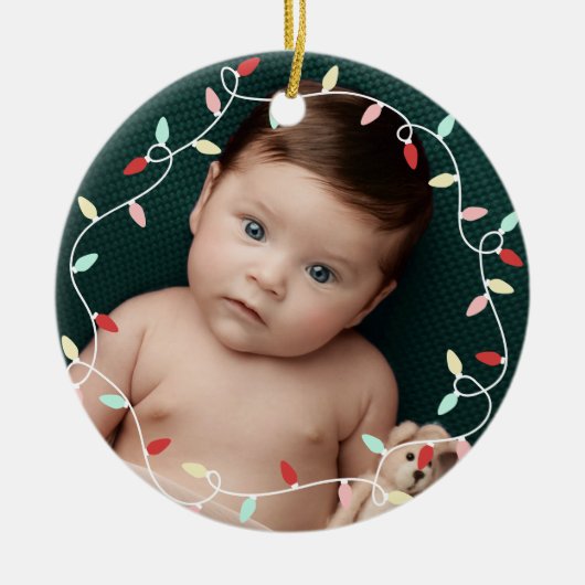 Pastel String Lights 1. Weihnachten als Großeltern Keramik Ornament (Vorne)