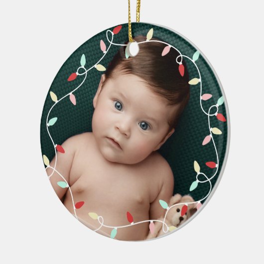 Pastel String Lights 1. Weihnachten als Großeltern Keramik Ornament (Links)