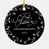 Pastel String Lights 1. Weihnachten als Großeltern Keramik Ornament (Hinten)