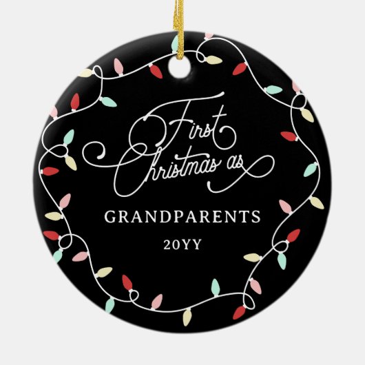 Pastel String Lights 1. Weihnachten als Großeltern Keramik Ornament (Hinten)