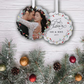 Pastel String Lights 1. Weihnachten als Mr. & Mrs. Ornament Karte