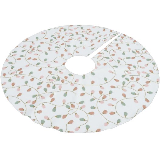  Pastel String Lights on Snowy White Polyester Weihnachtsbaumdecke (Schrägansicht)