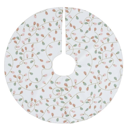 Pastel String Lights on Snowy White Polyester Weihnachtsbaumdecke (Vorderseite)