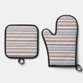 Pastel Stripe Pattern Ofenhandschuh & Topflappen-Set (Vorderseite)