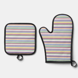 Pastel Stripe Pattern Ofenhandschuh & Topflappen-Set