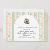Pastel Striped Funny Capybara Custom Baby Shower Dankeskarte (Rückseite)