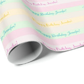Pastel Striped Happy Geburtstag, Personalisierter Geschenkpapier (Rolleneckpunkt)