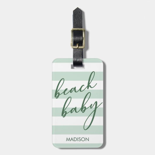 Pastel Stripes Beach Baby Gepäckanhänger (Vorderseite vertikal)
