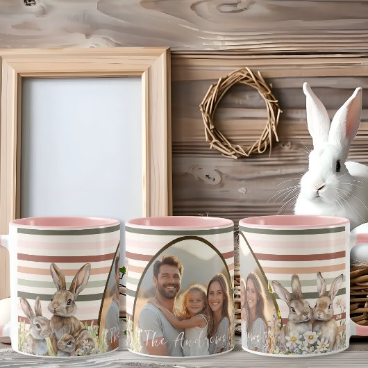 Pastel Stripes Foto Ostern mit Bunnies Tasse