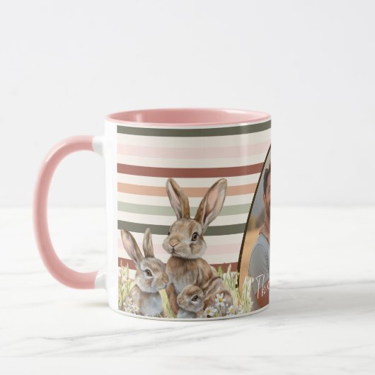 Pastel Stripes Foto Ostern mit Bunnies Tasse (Links)