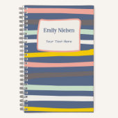 Pastel Stripes Mit Monogramm Name School Betreff Notizblock (Vorderseite)