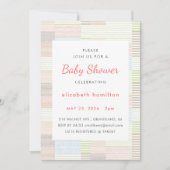 Pastel Stripes Patchwork Baby Shower Invitation Einladung (Vorderseite)