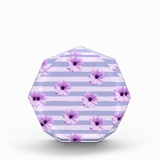 Pastel stripes pattern with Daisies Fotoblock (Vorderseite)