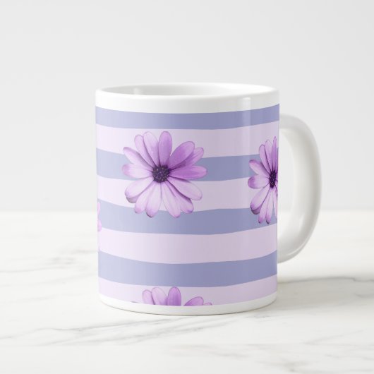 Pastel stripes pattern with Daisies Jumbo-Tasse (Vorderseite Rechts)