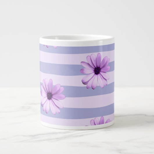 Pastel stripes pattern with Daisies Jumbo-Tasse (Vorderseite)