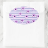 Pastel stripes pattern with Daisies Ovaler Aufkleber (Tasche)