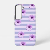 Pastel stripes pattern with Daisies Samsung Galaxy Hülle (Rückseite)