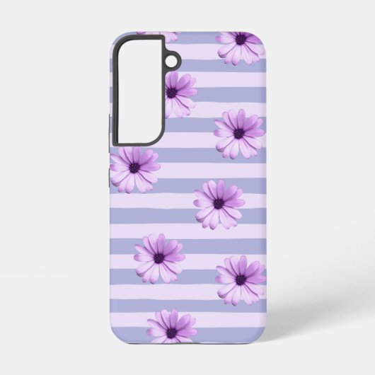 Pastel stripes pattern with Daisies Samsung Galaxy Hülle (Rückseite)